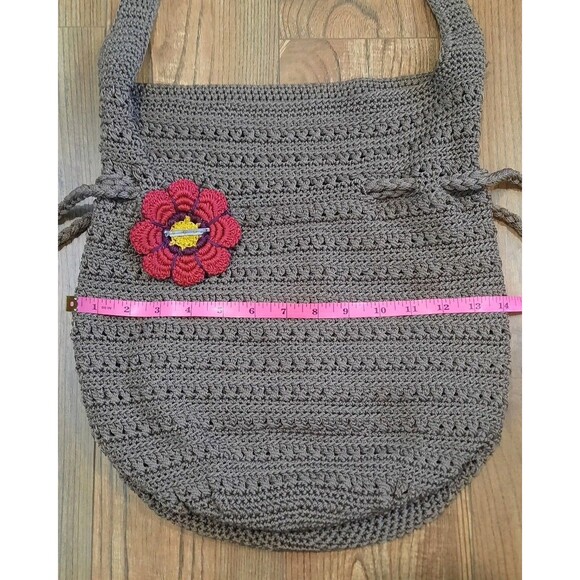 The Sak Originals Khaki Tan Crochet Drawstring Boho Hobo Shoulder Crossbody Bag - Picture 5 of 6